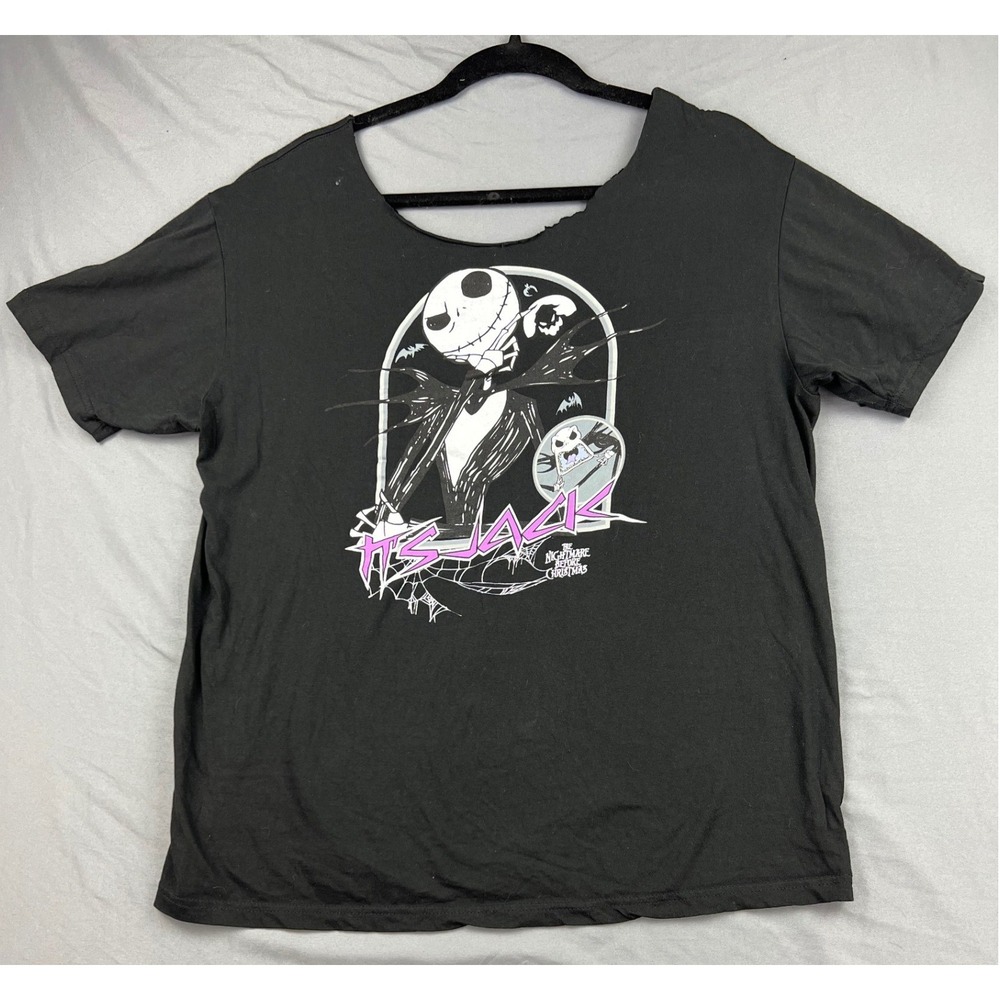 Disney Nightmare Before Christmas Women Large Jack Skellington Black Tee